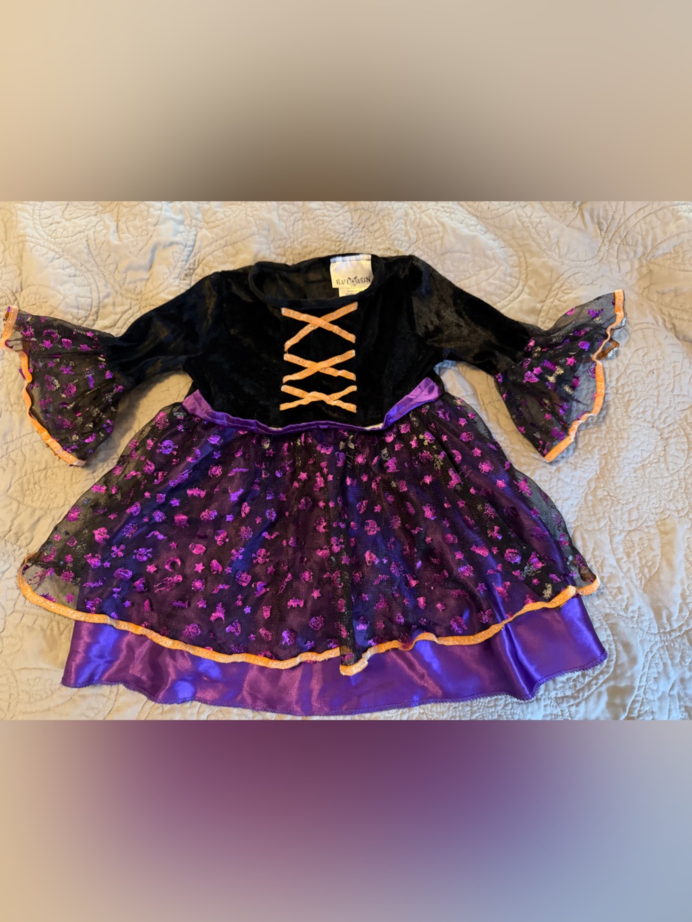 Kids Purple Witch Costume Dress with Gold Trim - Halloween.com